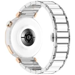 Huawei Watch GT 5 Pro 42 mm / GT 5 41 mm keramisk metallarmbånd 18 mm universelt armbånd - Sølv + Hvit