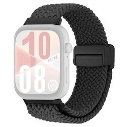KALEBOL armbånd til Huawei Watch Fit 4 Pro / Fit 4 / Fit 3 magnetisk spenne nylonflettet armbånd - Svart / Svart Spenne