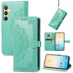 Mandala Samsung Galaxy S25 etui i lær - Grønn