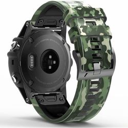 26 mm silikoneurrem med camouflagemønster til Garmin-ur - Camouflage Grøn