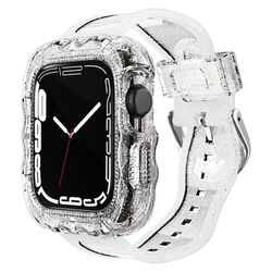 Myke TPU-armbånd med etui - Apple Watch Series 1-9 (42 mm-45 mm) - Glitter Gjennomsiktig