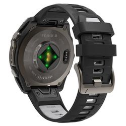 KALEBOL QuickFit 22 mm klokkerem Garmin Fenix 7 Pro / 7 / 6 Pro Dual Color Silikonarmbånd - Svart + Grå