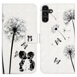 Samsung Galaxy S24 FE-etui med 3D-mønster og trykt lærdeksel Kortholder - Barn Og Løvetann