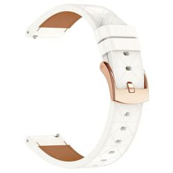 20 mm klokkerem Garmin vivoactive 5 / Venu 2 Plus firkantet rosagullspenne Ekte okseskinnsarmbånd - Hvit