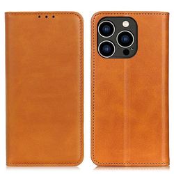 Skinn-etui i lommebok-stil for iPhone 16 Pro Max - Brun