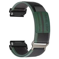 Nylonrem til Garmin Fenix 8 47 mm / 7 / 6 / 5 Magic Tape Loop 22 mm universal urrem med metalspænde - Grøn / Sort