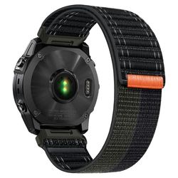 KALEBOL 22mm Nylon Watch Strap Garmin Fenix 7 / 7 Pro / 6 / 6 Pro Ocean Wave Wrist Band - Sort