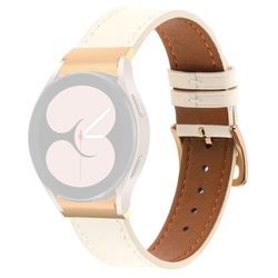PU læderrem Samsung Galaxy Watch7 44mm 40mm / Watch FE 40mm / Watch6 44mm 40mm Rose Gold Buckle Watchband - Hvid