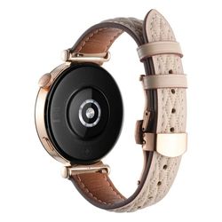 18 mm klockarmband Huawei Watch GT 5 Pro 42 mm / GT 5 41 mm / GT 4 41 mm / Garmin Venu 3S , Diamantmönstrat armband i äkta koskinn - Aprikos