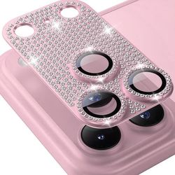 iPhone 17 Pro kameralinsbeskyttelse ENKAY HAT PRINCE strass-dekor metall + herdet glasslinsfilm - Rosa