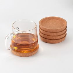 Glassunderlag kork 3-pakning / sklisikre koppunderlegg / underlegg med kant kork / borddekk glass / underlegg kork