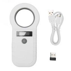 Husdjursmikrochipskanner 134.2Khz 125Khz EMID FDX B Trådbunden USB Trådlös 2.4G Bluetooth Handhållen Djurchipläsare Vit