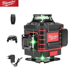 Milwaukee 4-sidet lodret 3-4D-lasernivelleringsinstrument med krydslaser 16 linjer 360° selvnivellerende grønne lasernivelleringsinstrumenter Værktøj