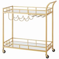Serveringsvagn, 80x38x77,5 cm, Guld