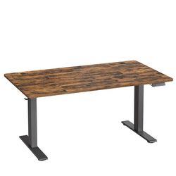 Höj- och sänkbart skrivbord 140x80x72-120 cm brun trä och stål