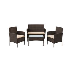 Utemöbel loungeset, 99x54,5x81,5 cm, Brun