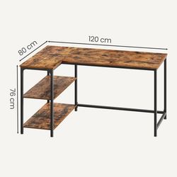 Hörnskrivbord 120x80x76 cm Brun trä och stål