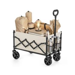 Hopfällbar vagn 42x67x90,5 cm Beige Stål