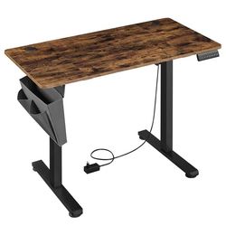 Höj- och sänkbart skrivbord, 60x120x72-120 cm, Vit, Trä, Stål