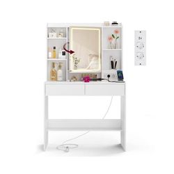 Sminkbord 40x90x145 cm Vit