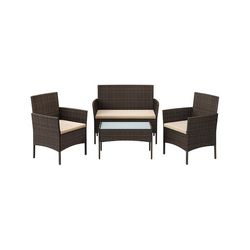 Utemöbel loungeset, 99x54,5x81,5 cm, Brun