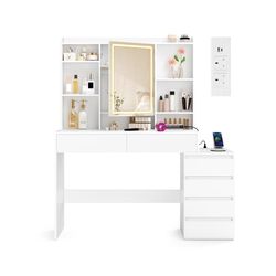 Sminkbord 40x124,7x145 cm Vit trä