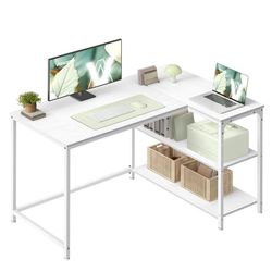 Hjørneskrivebord 110x80x76 cm Hvit Tre og Stål
