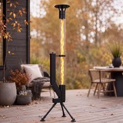 Utomhusvärmare med pellets - NETTLIFE - Stativ av borosilikatglas - Flamma 1,1 m - 6 kW - 2 kg / 2 h