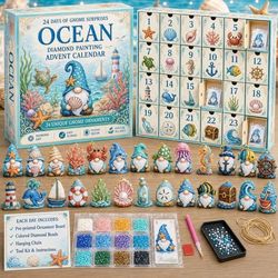 Diamantmaling Adventskalender 2026, 24 Dages Julenedtælling, DIY Hobbysæt med Julemand, Hængende Dekorationer, Perler og Værktøj