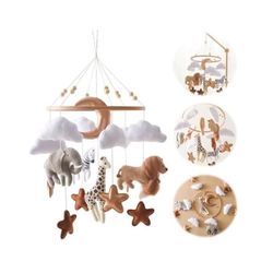Mobile, Animal Kingdom Woody musikalsk babymobil, babymobil, musikalsk mobil med sovende vindklokke til baby