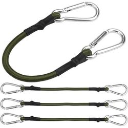 Surrestropper med karabinkrok - 30 cm - Pakke med 4 - Grønn - Bagasjestrammer - Elastisk snor for markiser, seil QIEDOVIEY