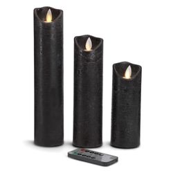 LED stearinlys - 3 stk. - 15/20/25 cm - m/3D-flamme - (flere farger)