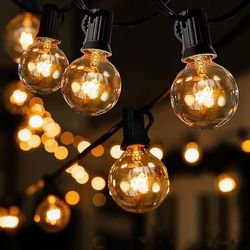 Indoor and outdoor light string with 25 G40 Vintage bulbs (approx. 7.5 meters - extendable)