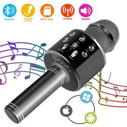 Trådlös Bluetooth Karaoke Karaoke Mikrofon, Med Högtalare För Barn Vuxna Hem Party Ktv (Svart)