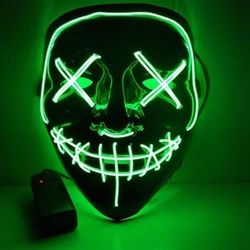 LED-lysende Halloween-maske Purge-maske til festival cosplay Halloween-kostume, grøn