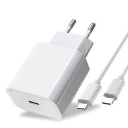 20W snabbladdare för Apple iPhone 13 12 11 Pro Max, Mini X XS XR, AirPods, iPad, USB C v EU Adapter Laddare och kabel AK