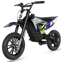 Barnens elcykel EVERCROSS TECH - Däck 14" Motor 500W - 30KM/H 3 hastighetsnivåer - Present till barn svart blå