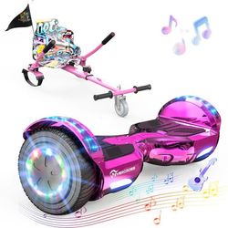 Hoverboard EVERCROSS TECH 6.5" Fuldgummihjul Off-Road, LED-belysning Bluetooth, Selvbalance Gave til Børn og Voksne Rosa