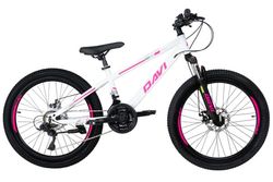 Barncykel Davi Bonita 24, 130-160 cm, 21 växlar, Rosa/Vit