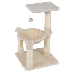 Kradsetræ med hængekøje og sisalstolper, 64 cm beige