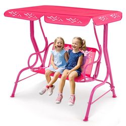 Barnehuske med justerbar kalesje, metallramme, rosa