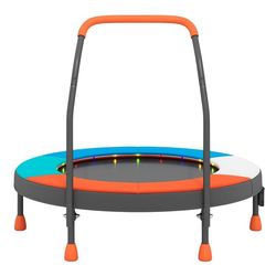 Mini-trampolin för barn med LED-lampor och handtag, hopfällbar