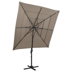 vidaXL Trädgårdsparasoll med ventilation och stång taupe 250x250 cm