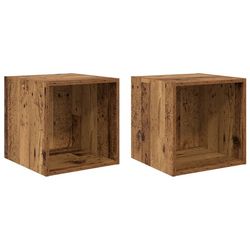 vidaXL Väggskåp 2-pack - Gammalt trä - 37x37x37 cm - Gjort av konstruerat trä