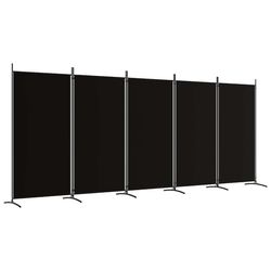 vidaXL Rumsavdelare 5 paneler svart 433x180 cm tyg