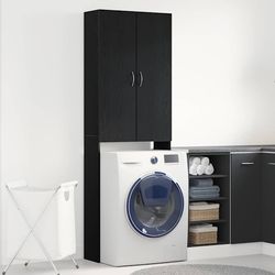 vidaXL Vaskemaskinskap svart eik 64x25,5x190 cm