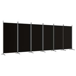 vidaXL Rumsavdelare 6 paneler svart 520x180 cm tyg