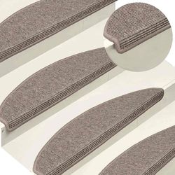 vidaXL Trappstegsmattor självhäftande 15 st mörk beige 65x21x4 cm