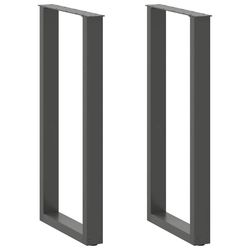 vidaXL Barbordben U-formet 2 stk antrasitt 50x(100-101) cm stål