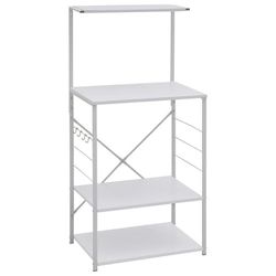 vidaXL Hylle til mikrobølgeovn hvit 60x39,6x123 cm konstruert tre